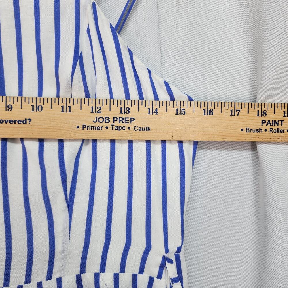 NWT Olia Wrap Sundress JR Medium Blue White Stripe Dress Pockets Built-In Shorts - Picture 12 of 16